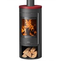 Kaminofen Justus Mino 2.0 Stahl Schwarz/Abdeckplatte Keramik Bordeaux 5 kw